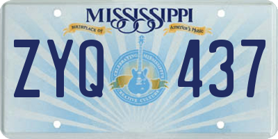 MS license plate ZYQ437
