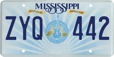 MS license plate ZYQ442