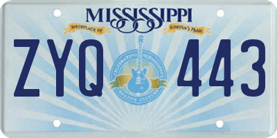 MS license plate ZYQ443