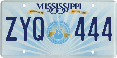 MS license plate ZYQ444