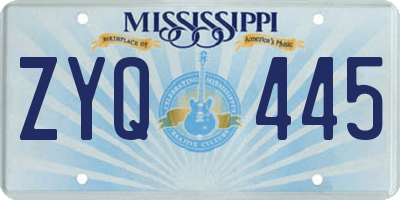 MS license plate ZYQ445