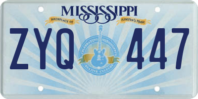 MS license plate ZYQ447