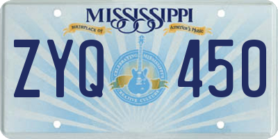 MS license plate ZYQ450