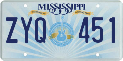 MS license plate ZYQ451