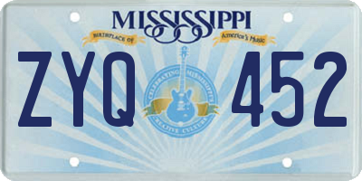 MS license plate ZYQ452