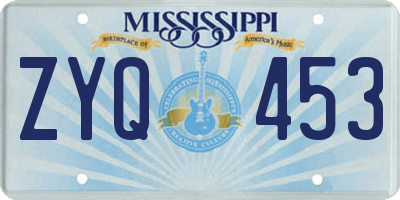 MS license plate ZYQ453
