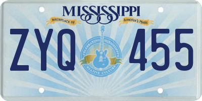 MS license plate ZYQ455