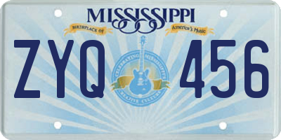 MS license plate ZYQ456