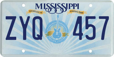 MS license plate ZYQ457