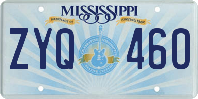 MS license plate ZYQ460