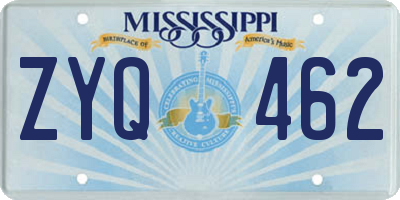 MS license plate ZYQ462