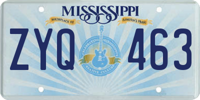 MS license plate ZYQ463