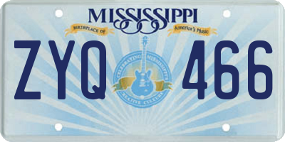 MS license plate ZYQ466