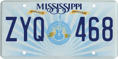 MS license plate ZYQ468