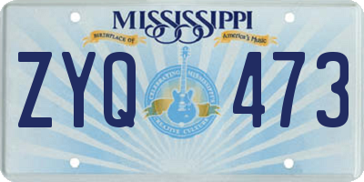 MS license plate ZYQ473