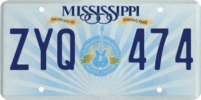 MS license plate ZYQ474