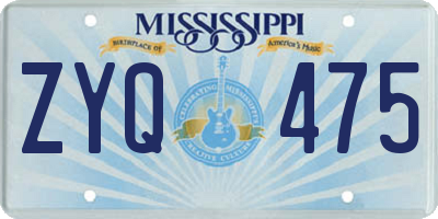 MS license plate ZYQ475