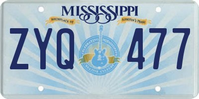 MS license plate ZYQ477