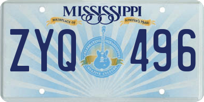 MS license plate ZYQ496