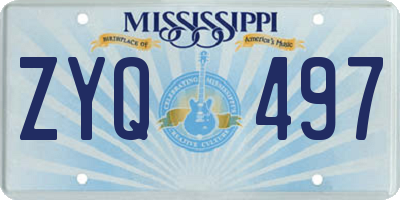 MS license plate ZYQ497