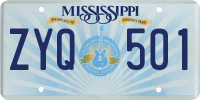 MS license plate ZYQ501