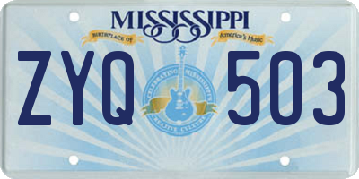 MS license plate ZYQ503