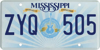 MS license plate ZYQ505