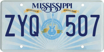 MS license plate ZYQ507