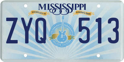 MS license plate ZYQ513