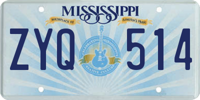 MS license plate ZYQ514