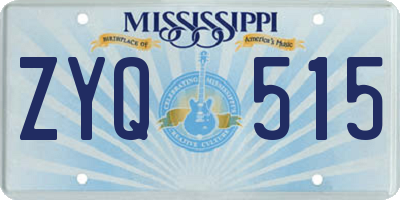 MS license plate ZYQ515