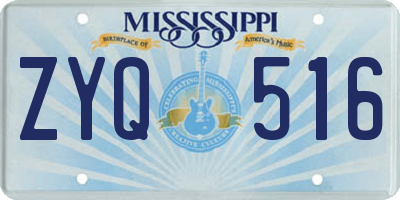 MS license plate ZYQ516