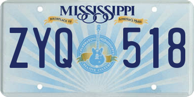 MS license plate ZYQ518