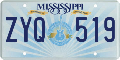 MS license plate ZYQ519