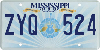 MS license plate ZYQ524
