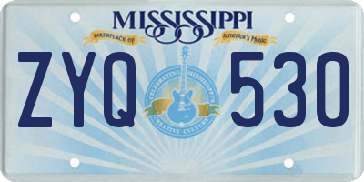 MS license plate ZYQ530