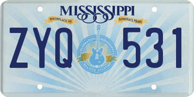 MS license plate ZYQ531