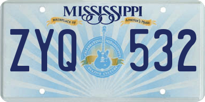 MS license plate ZYQ532