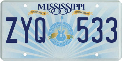MS license plate ZYQ533