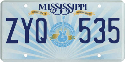 MS license plate ZYQ535