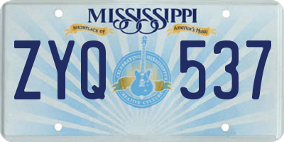 MS license plate ZYQ537