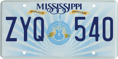 MS license plate ZYQ540