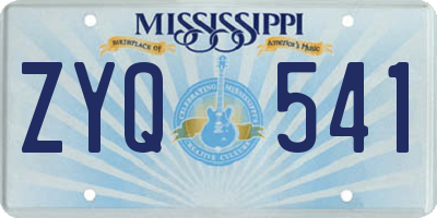 MS license plate ZYQ541