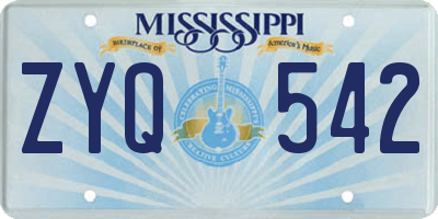 MS license plate ZYQ542