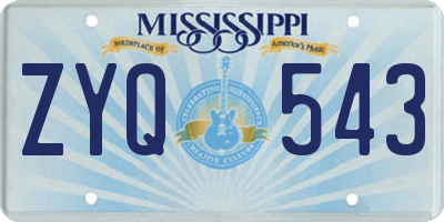 MS license plate ZYQ543