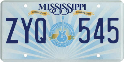 MS license plate ZYQ545