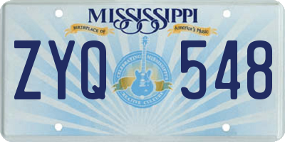 MS license plate ZYQ548