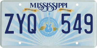MS license plate ZYQ549
