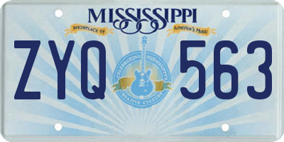 MS license plate ZYQ563