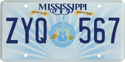 MS license plate ZYQ567